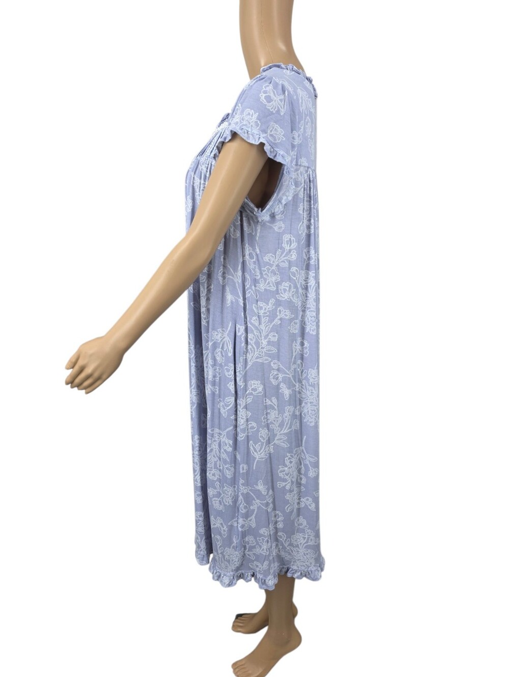 Eileen West Cornflower Toile Modal Jersey Cap Sleeve Waltz Nightgown - Picture 5 of 13